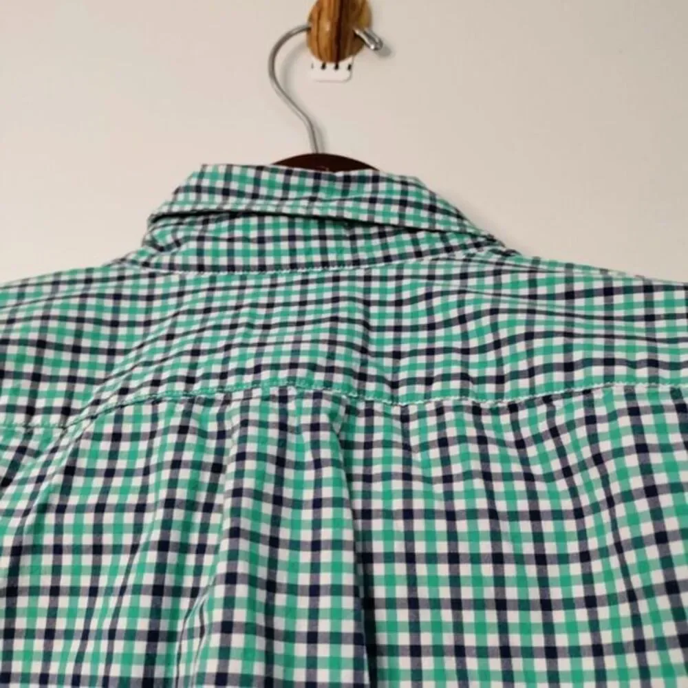 J. Crew Men M Slim Fit Green Plaid Collared Button‎ Down Casual Preppy Y2K Shirt